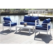 Safavieh Nason 4-Piece Metal Outdoor Living Set in White and Navy