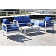 Safavieh Nason 4-Piece Metal Outdoor Living Set in White and Navy