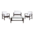 Safavieh Krissy Polyester Fabric/Foam Living Set in Brown/White Cushion