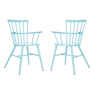 Safavieh Clifton Metal Outdoor Arm Chairs in Baby Blue (Set of 2)