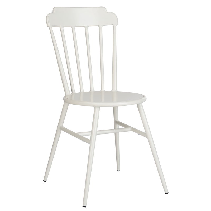 Safavieh Broderick Stackable Metal Outdoor Side Chairs in Matte White (Set of 2)