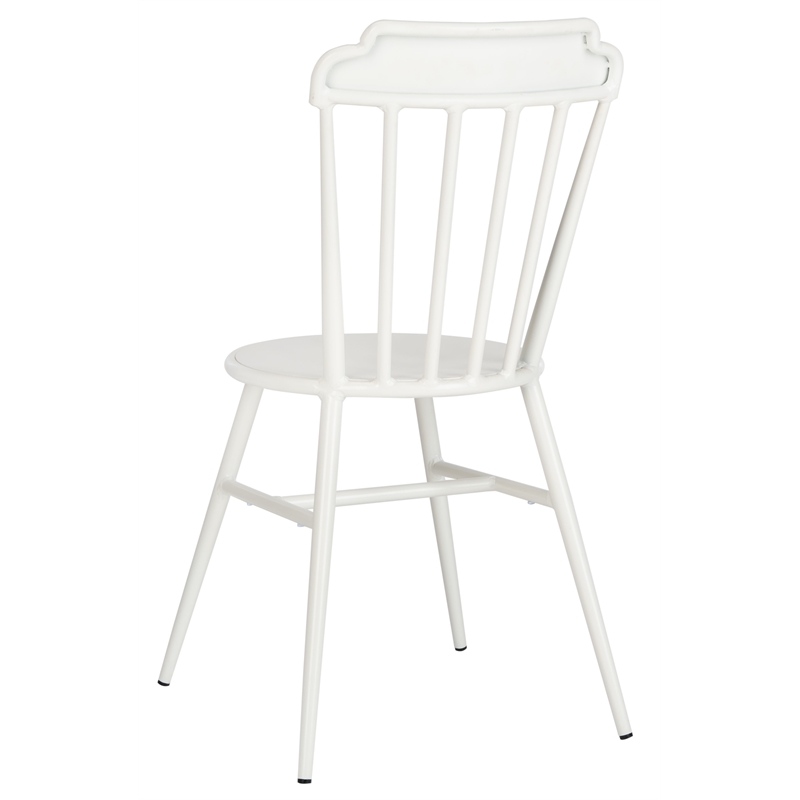 Safavieh Broderick Stackable Metal Outdoor Side Chairs in Matte White (Set of 2)