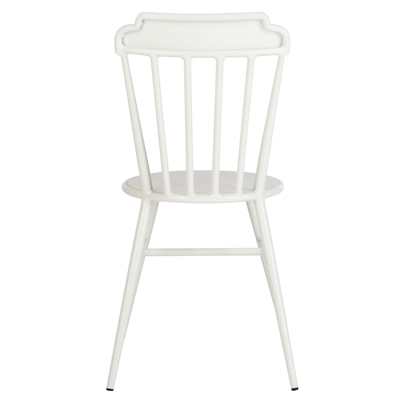 Safavieh Broderick Stackable Metal Outdoor Side Chairs in Matte White (Set of 2)