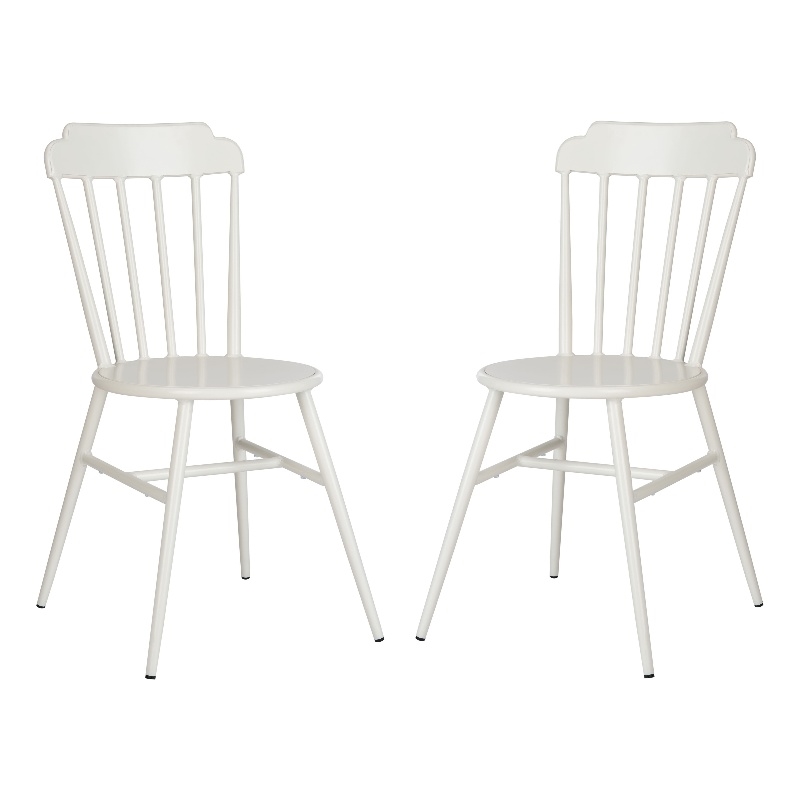 Safavieh Broderick Stackable Metal Outdoor Side Chairs in Matte White (Set of 2)