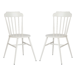 Safavieh Broderick Stackable Metal Outdoor Side Chairs in Matte White (Set of 2)
