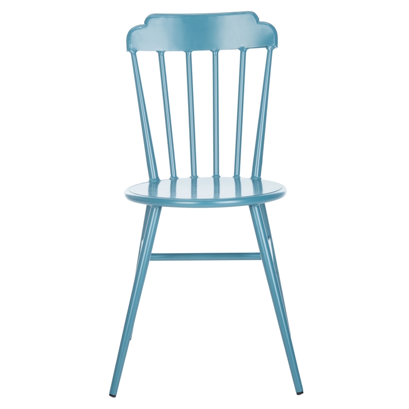 Safavieh Broderick Stackable Metal Outdoor Side Chairs in Matte Navy (Set of 2)