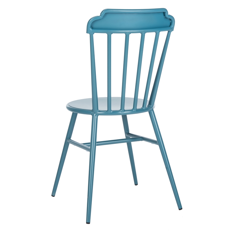 Safavieh Broderick Stackable Metal Outdoor Side Chairs in Matte Navy (Set of 2)