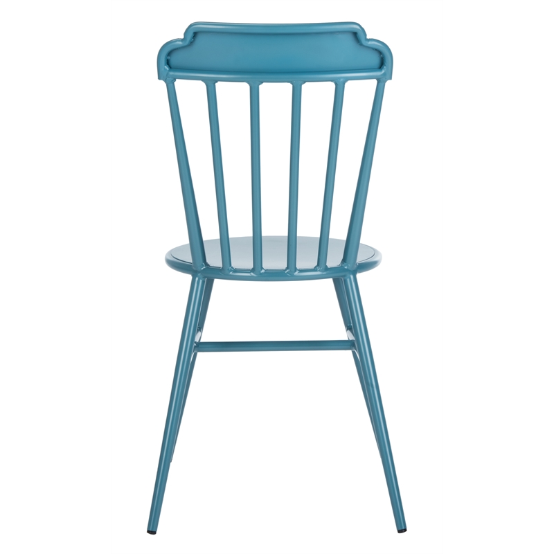 Safavieh Broderick Stackable Metal Outdoor Side Chairs in Matte Navy (Set of 2)