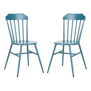 Safavieh Broderick Stackable Metal Outdoor Side Chairs in Matte Navy (Set of 2)