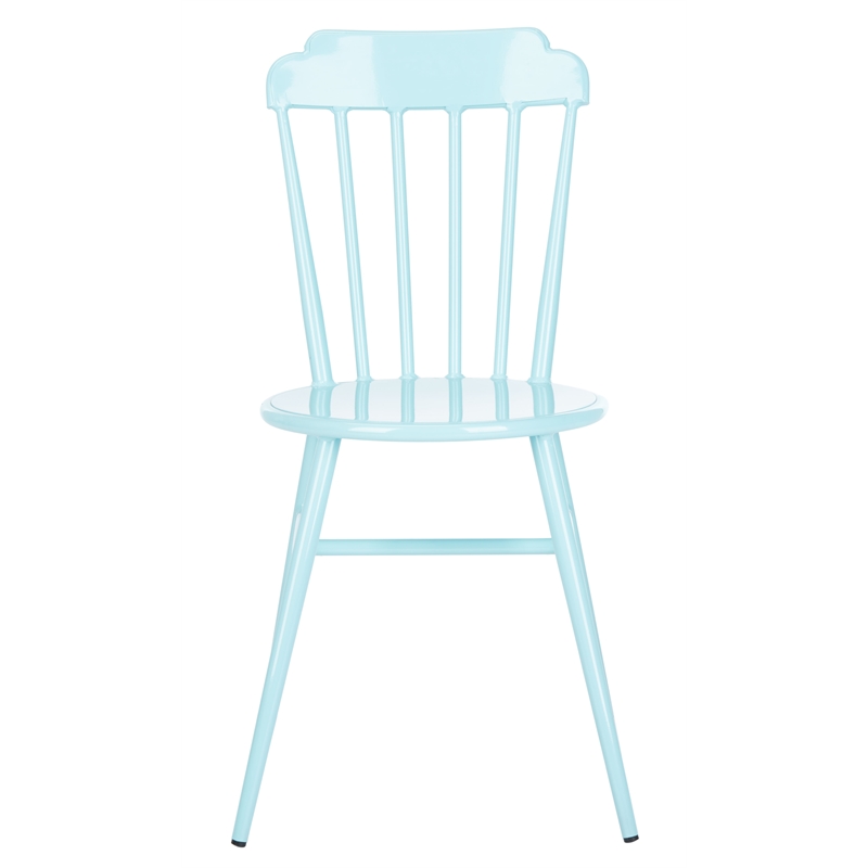 Safavieh Broderick Stackable Metal Outdoor Side Chairs in Baby Blue (Set of 2)
