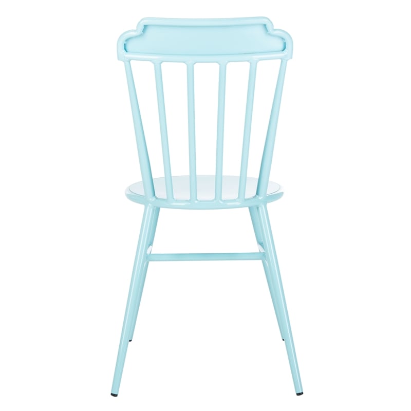 Safavieh Broderick Stackable Metal Outdoor Side Chairs in Baby Blue (Set of 2)