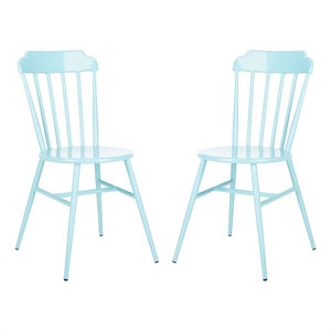 Safavieh Broderick Stackable Metal Outdoor Side Chairs in Baby Blue (Set of 2)