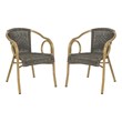 Safavieh Dagny PE Wicker / Rattan Arm Chairs in Chocolate/Light Brown (Set of 2)