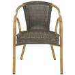 Safavieh Dagny PE Wicker / Rattan Arm Chairs in Chocolate/Light Brown (Set of 2)