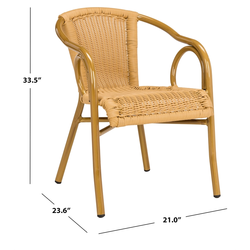 Safavieh Dagny Rattan Indoor/Outdoor Arm Chairs in Natural (Set of 2)