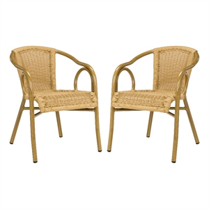 safavieh dagny rattan indoor/outdoor arm chairs in natural (set of 2)