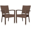 Safavieh Kelda Wicker / Rattan Outdoor Arm Chairs in Brown (Set of 2)