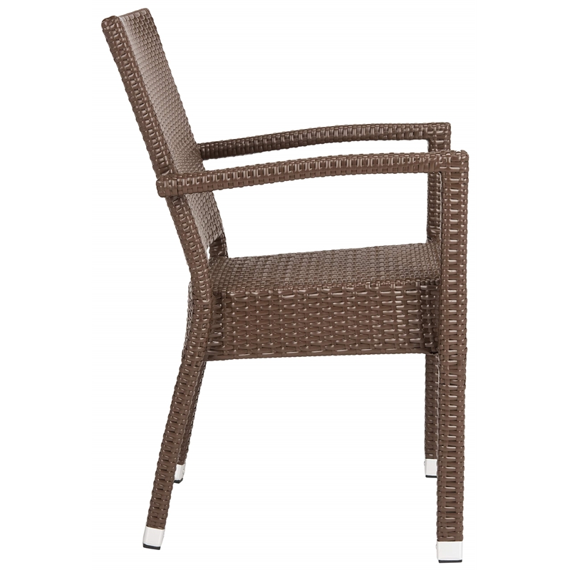 Safavieh Kelda Wicker / Rattan Outdoor Arm Chairs in Brown (Set of 2)