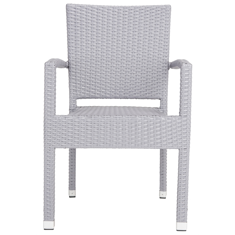 Safavieh Kelda Wicker / Rattan Outdoor Arm Chairs in Gray (Set of 2)