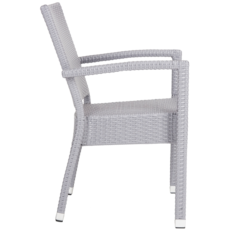 Safavieh Kelda Wicker / Rattan Outdoor Arm Chairs in Gray (Set of 2)