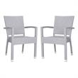 Safavieh Kelda Wicker / Rattan Outdoor Arm Chairs in Gray (Set of 2)