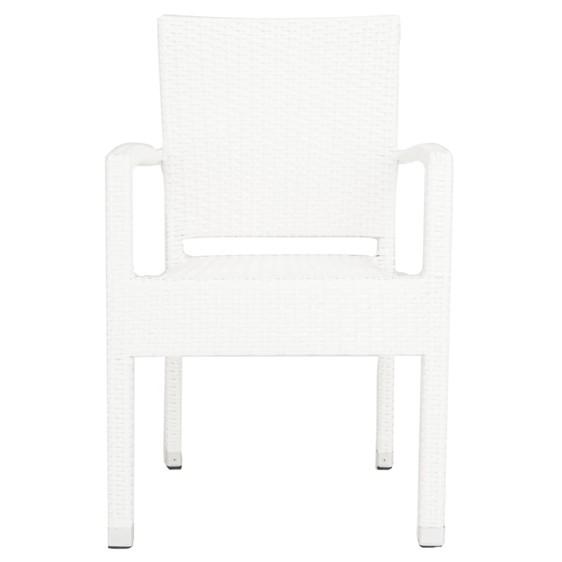 Safavieh Kelda Wicker / Rattan Outdoor Arm Chairs in White (Set of 2)