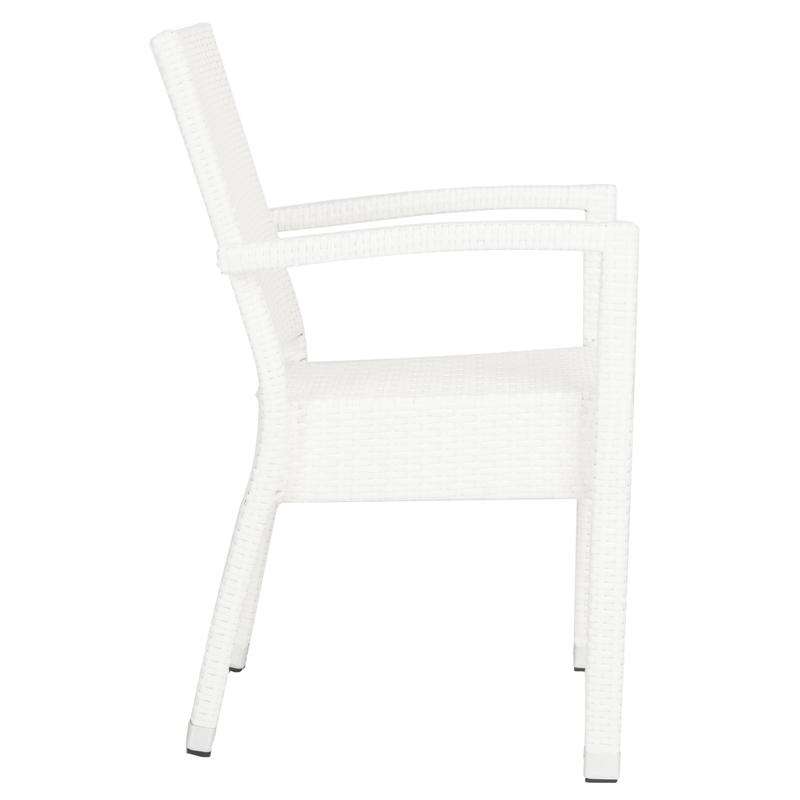 Safavieh Kelda Wicker / Rattan Outdoor Arm Chairs in White (Set of 2)