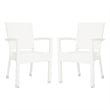 Safavieh Kelda Wicker / Rattan Outdoor Arm Chairs in White (Set of 2)