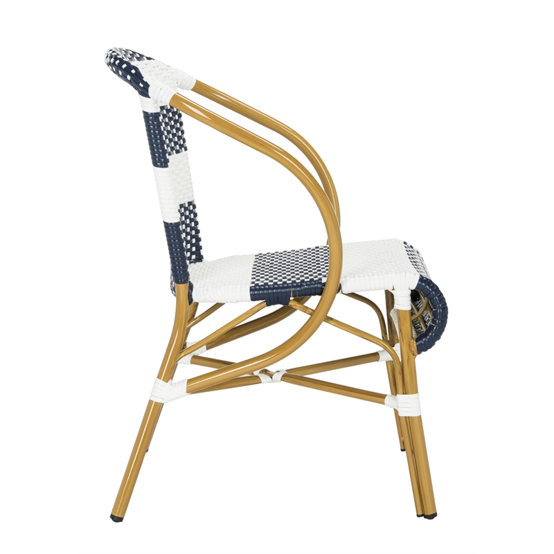 Safavieh Sarita Wicker / Rattan Side Chairs in Navy and White (Set of 2)