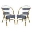 Safavieh Sarita Wicker / Rattan Side Chairs in Navy and White (Set of 2)