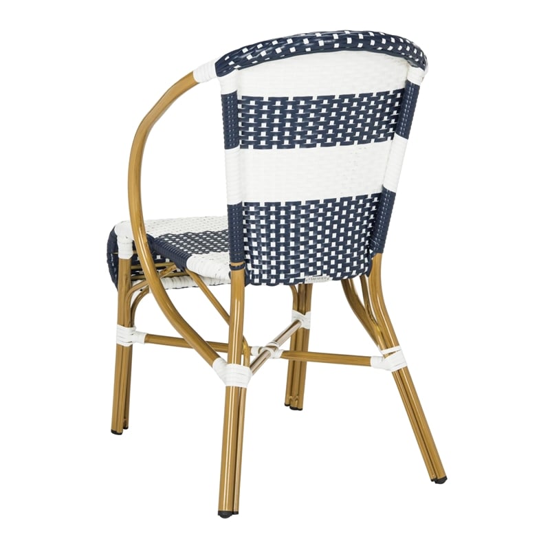 Safavieh Sarita Wicker / Rattan Side Chairs in Navy and White (Set of 2)