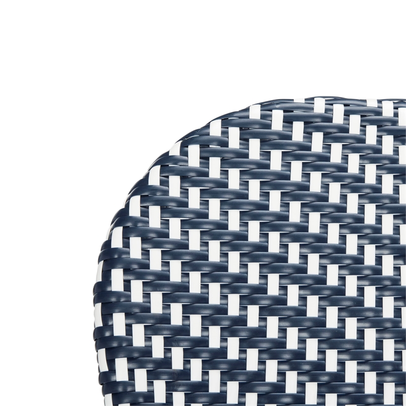 Safavieh Lisbeth Wicker / Rattan Side Chairs in Navy and White (Set of 2)
