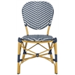 Safavieh Lisbeth Wicker / Rattan Side Chairs in Navy and White (Set of 2)