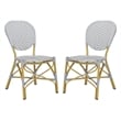 Safavieh Lisbeth Wicker / Rattan Side Chairs in Gray and White (Set of 2)