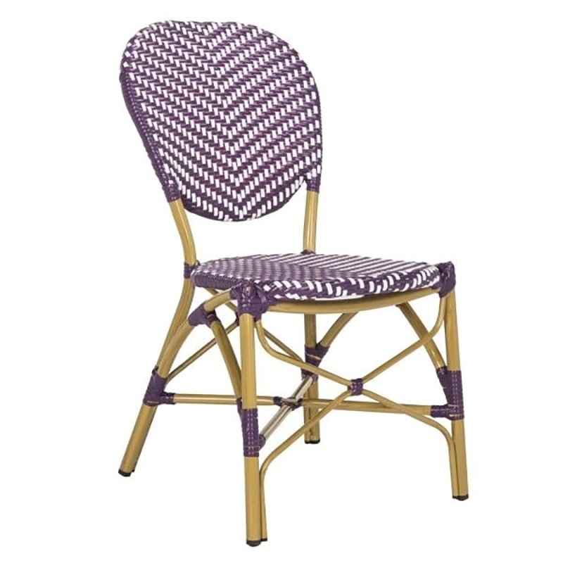 Safavieh Lisbeth Wicker / Rattan Side Chairs in Purple and White (Set of 2)