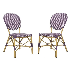 Safavieh Lisbeth Wicker / Rattan Side Chairs in Purple and White (Set of 2)