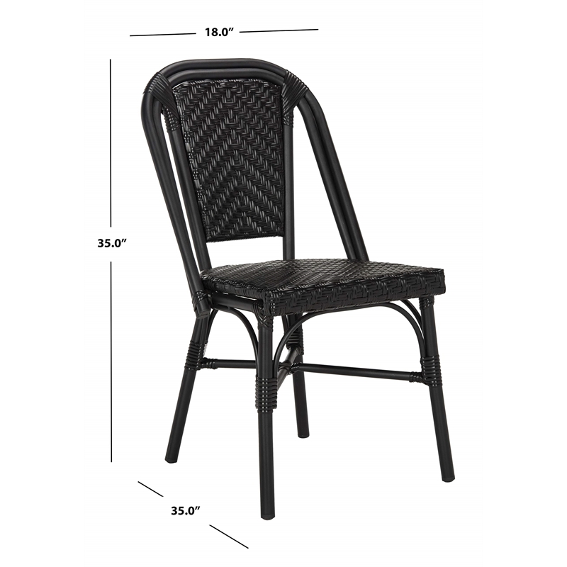 Safavieh Daria Wicker / Rattan Outdoor Arm Chairs in Black (Set of 2)