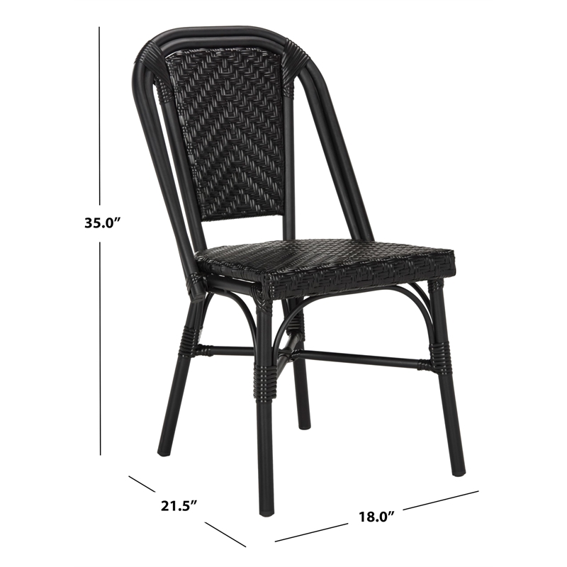 Safavieh Daria Wicker / Rattan Outdoor Arm Chairs in Black (Set of 2)