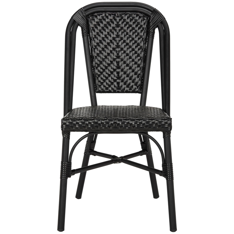 Safavieh Daria Wicker / Rattan Outdoor Arm Chairs in Black (Set of 2)