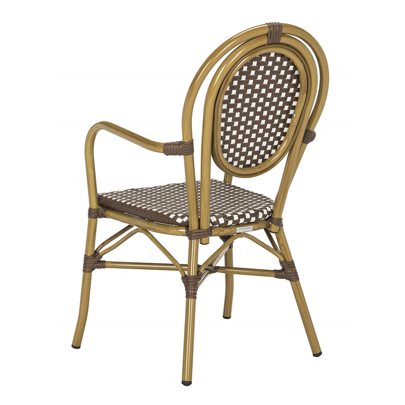 Safavieh Rosen Wicker / Rattan Outdoor Arm Chairs in Brown and White (Set of 2)
