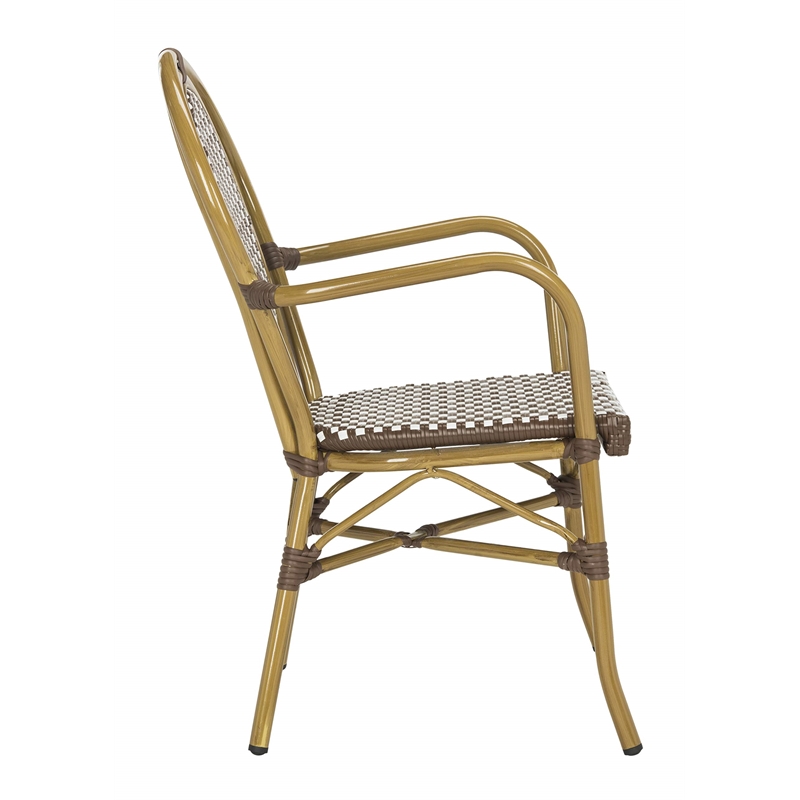 Safavieh Rosen Wicker / Rattan Outdoor Arm Chairs in Brown and White (Set of 2)