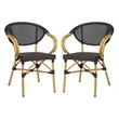 Safavieh Burke Wicker / Rattan Outdoor Arm Chairs in Black (Set of 2)