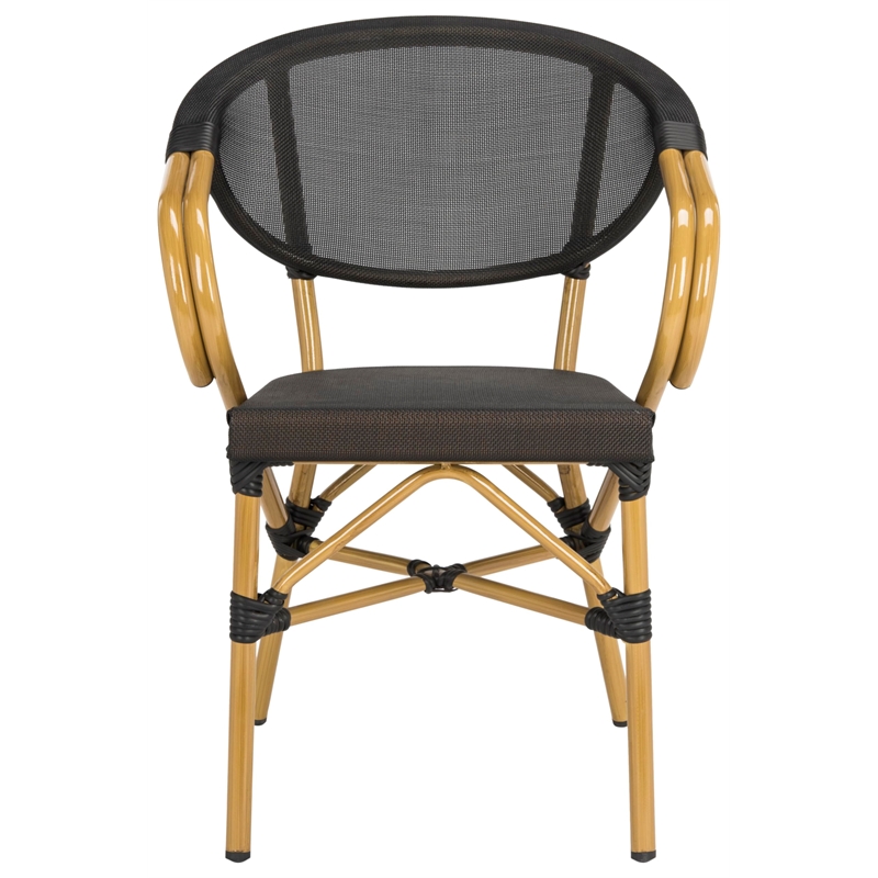 Safavieh Burke Wicker / Rattan Outdoor Arm Chairs in Black (Set of 2)