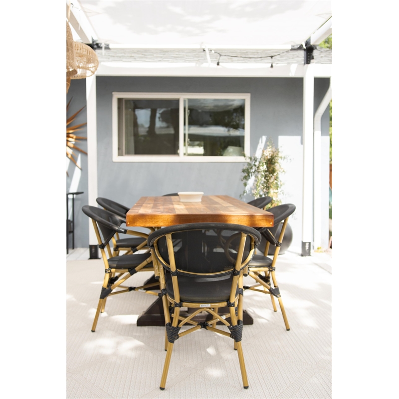 Safavieh Burke Wicker / Rattan Outdoor Arm Chairs in Black (Set of 2)