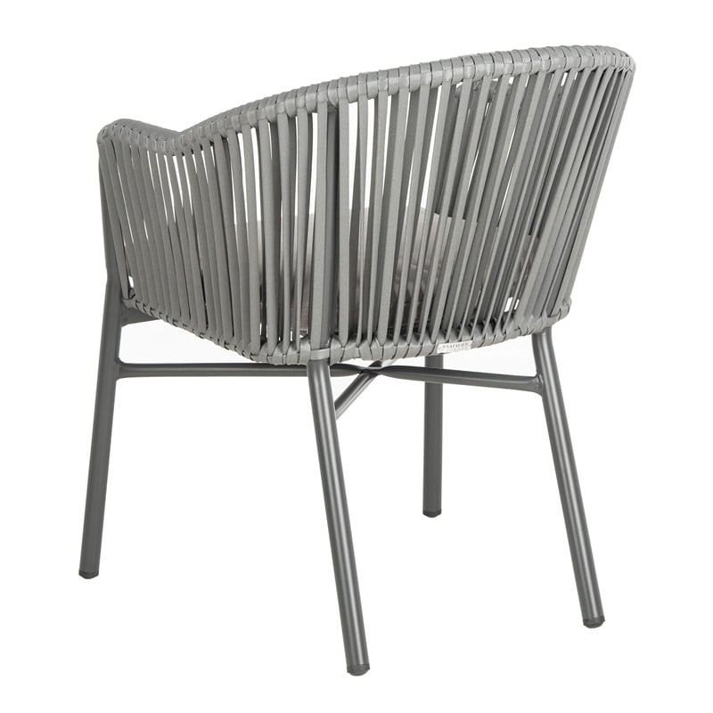 Safavieh Stefano Stackable Rattan Chairs in Gray Rope/Gray Cushion (Set of 2)