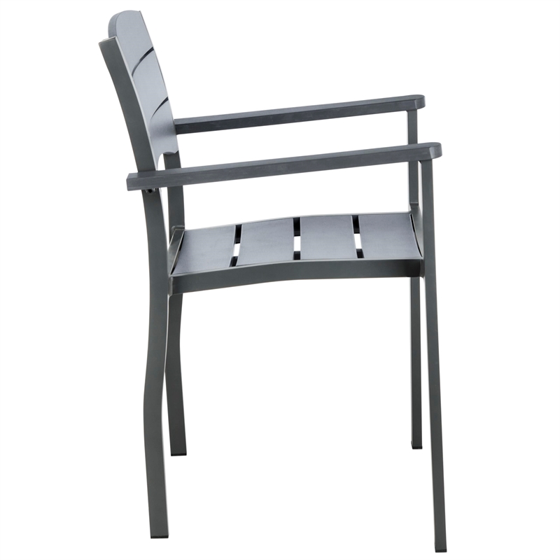 Safavieh Gerhardt Stackable Wood/Metal Outdoor Chairs in Gray (Set of 2)