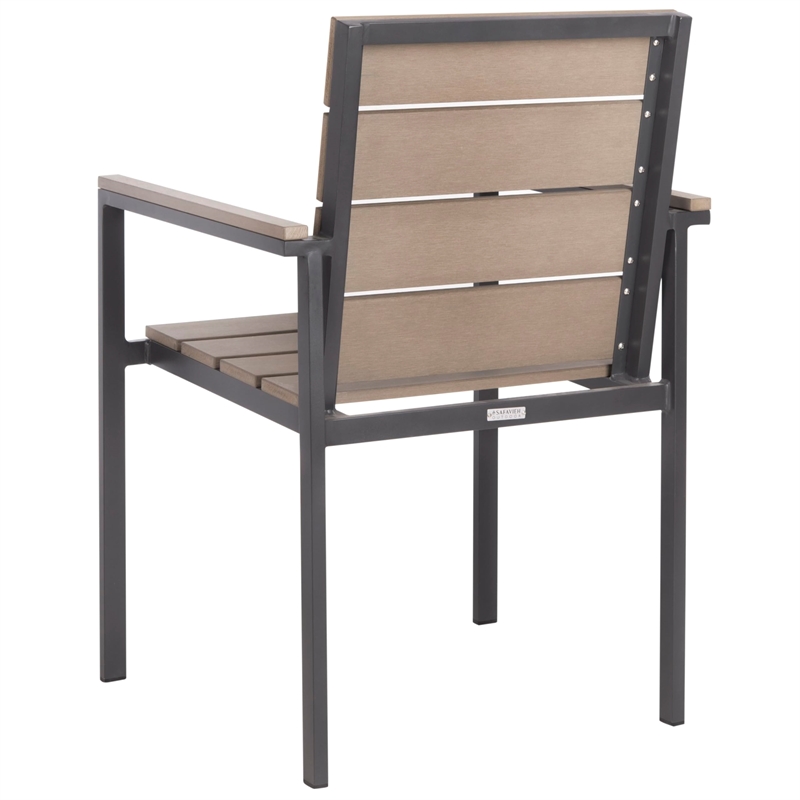 Safavieh Beldan Stackable Wood/Metal Chairs in Distressed Taupe Gray (Set of 2)