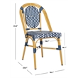 Safavieh Lenda Rattan/Metal Stackable Bistro Chairs in Navy/White (Set of 2)
