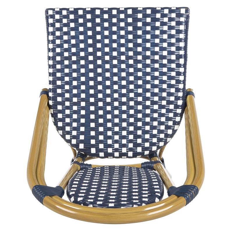 Safavieh Lenda Rattan/Metal Stackable Bistro Chairs in Navy/White (Set of 2)
