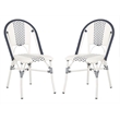 Safavieh Zoya Rattan/Metal Stackable Bistro Chairs in Navy and White (Set of 2)
